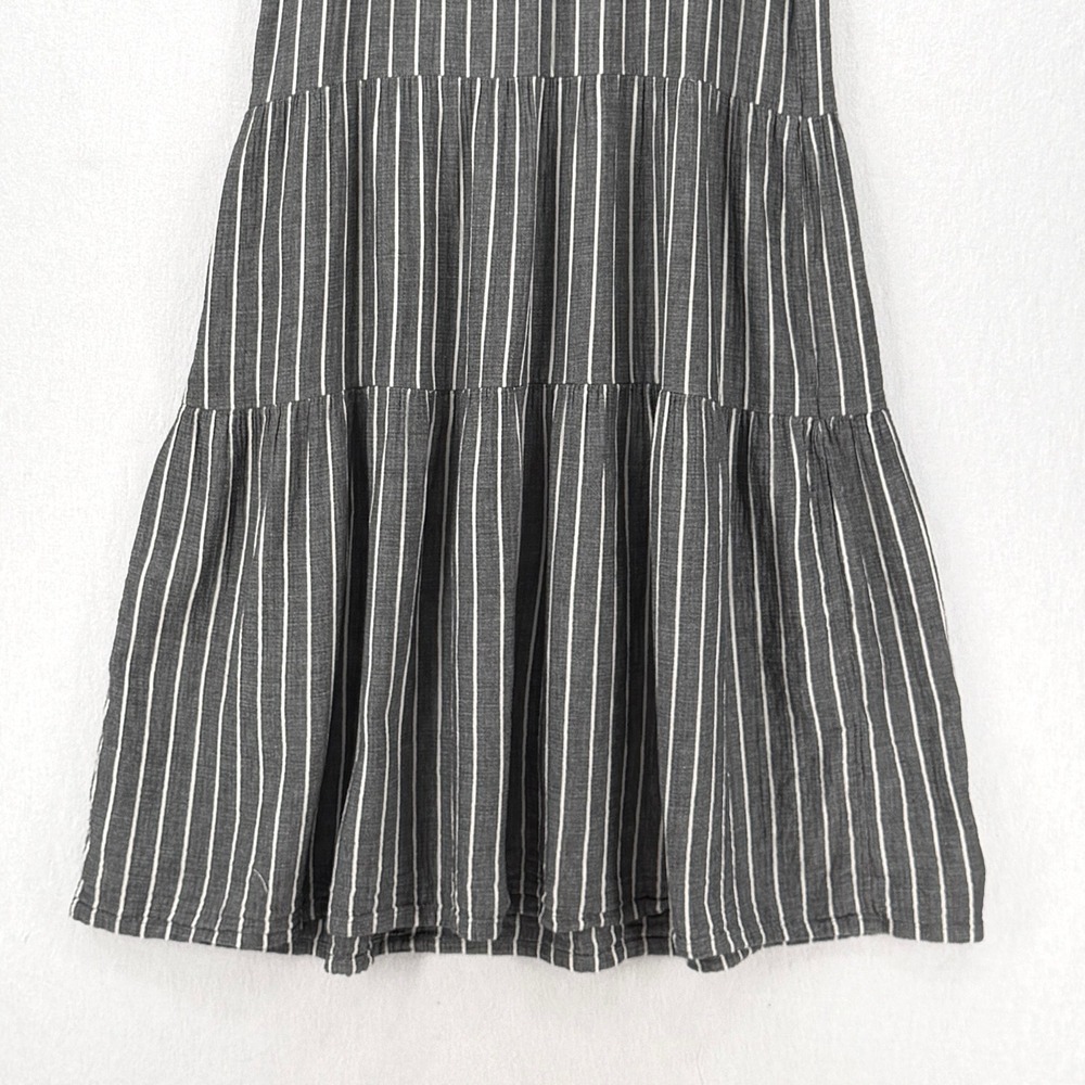 QUINCE Organic Cotton Gauze Maxi Dress Large Black Striped Tiered Sleeveless - Picture 8 of 16